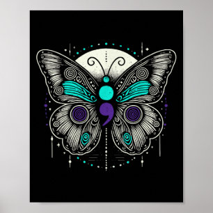 Semikolon-Schmetterling Psychische Gesundheit Suiz Poster