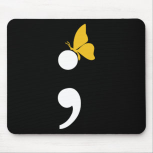 Semikolon Schmetterling Suizid Depression Präventi Mousepad