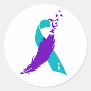 Semikolon-Selbstmord-Bewusstseins-Band-Aufkleber Runder Aufkleber