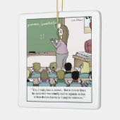 Semikolon "Winky stellen" Lehrer-Cartoon gegenüber Keramikornament (Links)