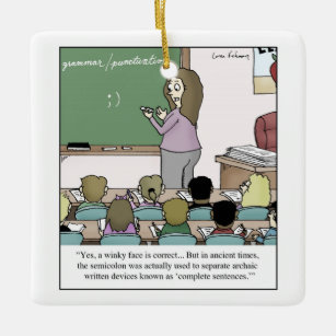 Semikolon "Winky stellen" Lehrer-Cartoon gegenüber Keramikornament