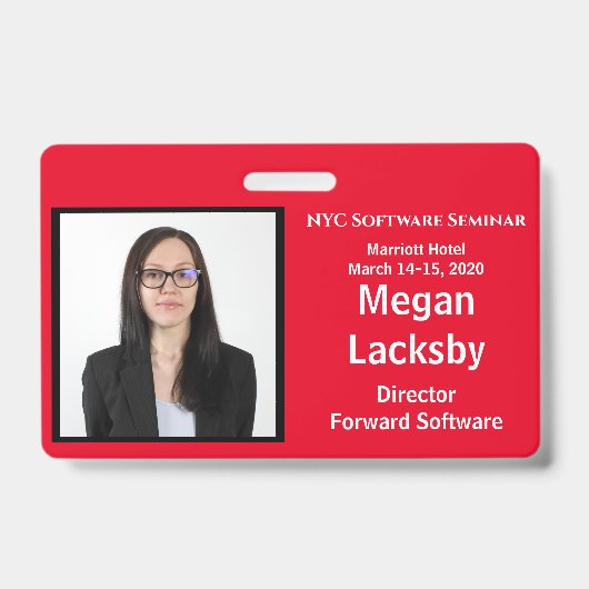Seminar in Rot und Weiß Horizontal Ausweis (Vorderseite)
