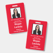 Seminar-Teilnehmer rot und weiß vertikal Ausweis (Vorder- & Rückseite)