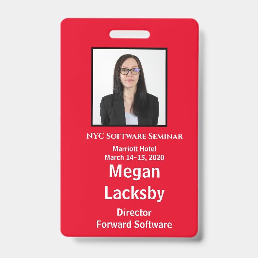 Seminar-Teilnehmer rot und weiß vertikal Ausweis (Vorderseite)