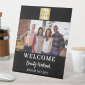 Seminar über das Schwarz-weiße Foto-Firmenlogo Sockelschild (In Situ)