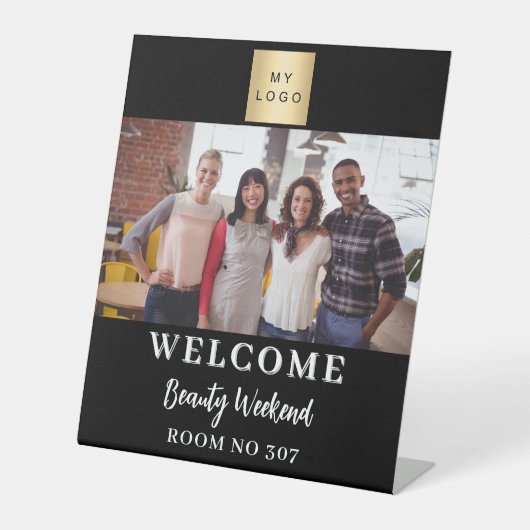 Seminar über das Schwarz-weiße Foto-Firmenlogo Sockelschild (Vorderseite)