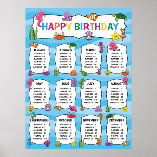 Seminarraum Geburtstagsboard in Dinosauriern Poster (Vorne)