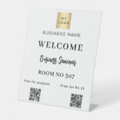 Seminarraum WLAN für Business-Logos mit QR-Code Sockelschild (Vorderseite)