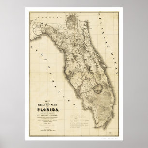 Seminole War Florida Karte 1839 Poster