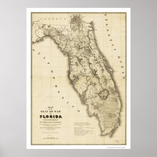 Seminole War Florida Karte 1839 Poster (Vorne)