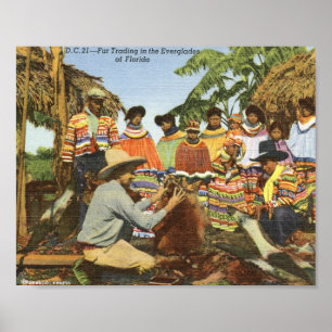 Seminolen-Indianer, Fellhandel, Everglades Vintage Poster