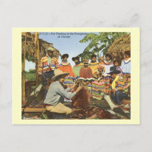 Seminolen-Indianer, Fellhandel, Everglades Vintage Postkarte