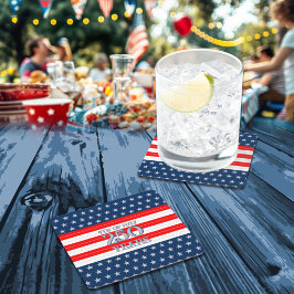 Semiquincentennial Navy Stars & Stripes 250 Years Rechteckiger Pappuntersetzer