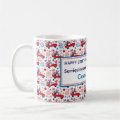 Semiquincentennial Red Trucks Whimsical Patriotic Kaffeetasse (Links)