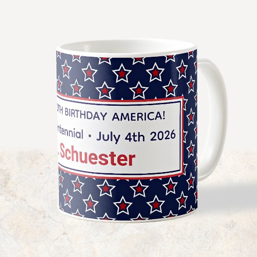 Semiquincentennial Red White Stars Teacher's Kaffeetasse