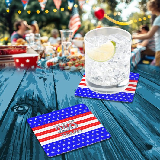 Semiquincentennial Stars & Stripes 250 Years Rechteckiger Pappuntersetzer