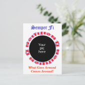 Semper Fi Ambigram mit Bild Postkarte (Stehend Vorderseite)