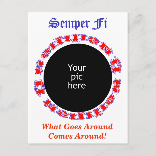 Semper Fi Ambigram mit Bild Postkarte (Vorderseite)
