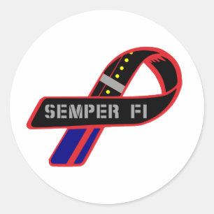 Semper Fi Ribbon Runder Aufkleber