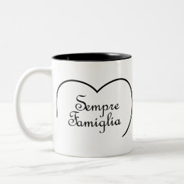Sempre Famiglia Italienisches "Always Family" Herz Zweifarbige Tasse