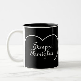 Sempre Famiglia Italienisches "Always Family" Herz Zweifarbige Tasse