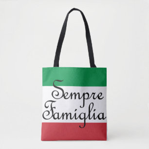 Sempre Famiglia und die italienischen Flaggenfarbe Tasche