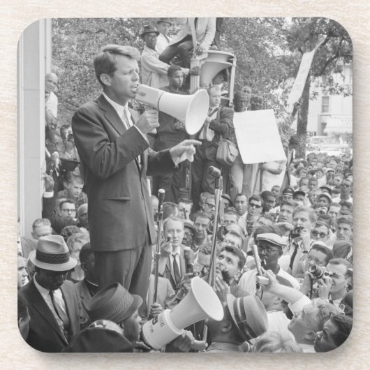 Sen. Robert Kennedy Campaigning für US-Präsident Getränkeuntersetzer (Vorderseite)