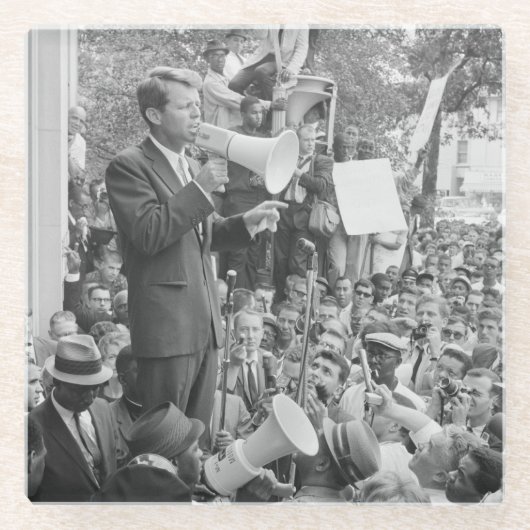 Sen. Robert Kennedy Campaigning für US-Präsident Glasuntersetzer (Vorderseite)