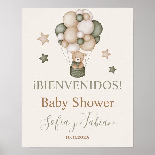 Señal de bienvenida de Teddy Bear Baby Shower Boy Poster (Vorne)