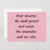 Senator Persist Resist Denken Sie an Abstimmung Postkarte (Vorne/Hinten)