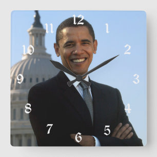 Senator Portrait, amerikanischer Präsident Barack  Quadratische Wanduhr