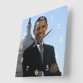 Senator Portrait, amerikanischer Präsident Barack  Quadratische Wanduhr (Winkel)