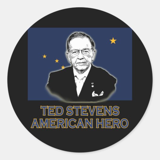 Senator Ted Stevens T - Shirt, amerikanischer Held Runder Aufkleber (Vorderseite)