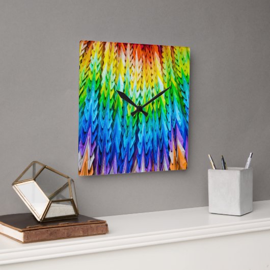 Senbazuru oder eintausend Origami-Krane Quadratische Wanduhr (Büro)