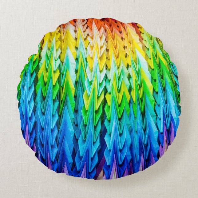 Senbazuru oder eintausend Origami-Krane Rundes Kissen (Vorderseite)