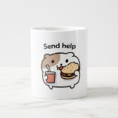 Send Help Funny Coffee Mug – Relatable Stress Meme Jumbo-Tasse (Vorderseite)