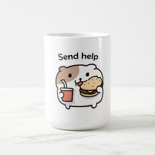 Send Help Funny Coffee Mug – Relatable Stress Meme Kaffeetasse (Mittel)