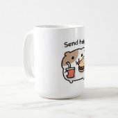 Send Help Funny Coffee Mug – Relatable Stress Meme Kaffeetasse (Vorderseite Links)
