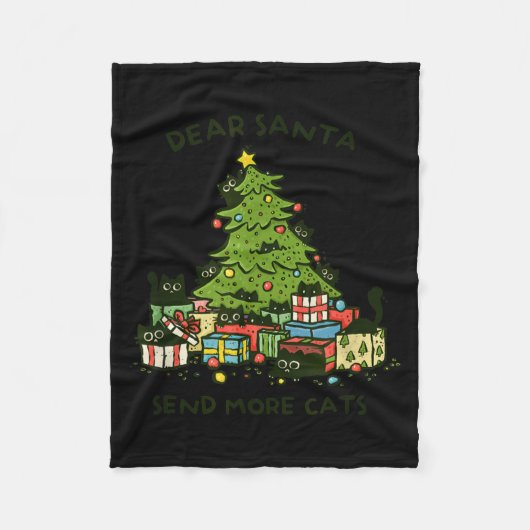 Send More Cats Funny Gift Christmas Pet Black Cat  Fleecedecke (Vorderseite)