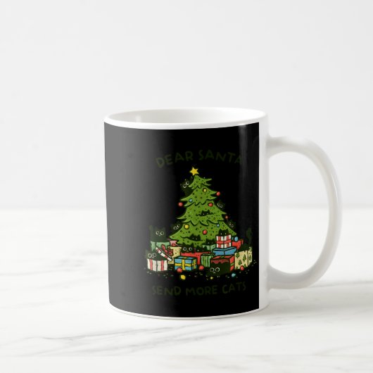 Send More Cats Funny Gift Christmas Pet Black Cat  Kaffeetasse (Rechts)