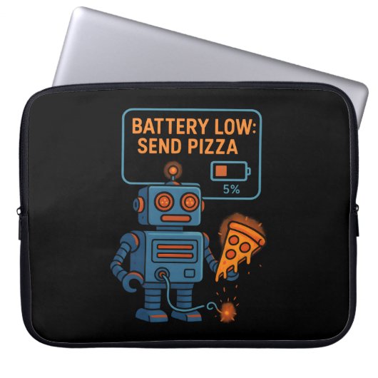 Send Pizza Robot Battery 5% Gaming Foodie Funny Laptopschutzhülle (Vorderseite)