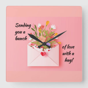 Send some love and a hug! quadratische wanduhr