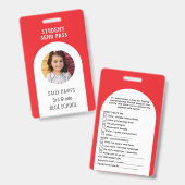 SEND Student Support Pass Photo Info Badge Ausweis (Vorder- & Rückseite)