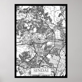 Sendai Japan City Map Poster
