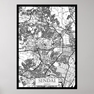 Sendai Japan Stadtplan Poster