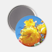 Sende dir Sonnenschein! Magnet Yellow Roses Blue S (Vorderseite/Rückseite)