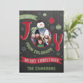 Sende Joy Christmas Snowman Feiertagskarte (Stehend Vorderseite)