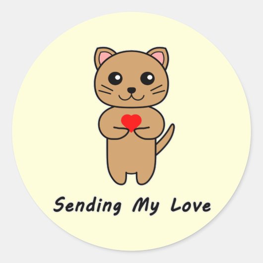 Senden der gelben Hintergrundaufkleber meiner Lieb Runder Aufkleber (Vorderseite)