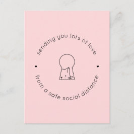 Senden der Liebe Social Distance Pink Niedlich Cat Postkarte