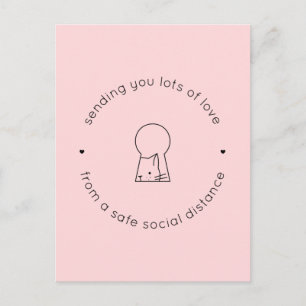 Senden der Liebe Social Distance Pink Niedlich Cat Postkarte